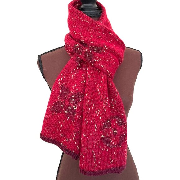Louis Vuitton Wool Wrap Medallion Logomania Red Burgundy Reversible Scarf - Picture 1 of 12